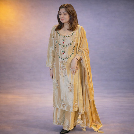 Luxury Gold Embroidered Ethnic Suit