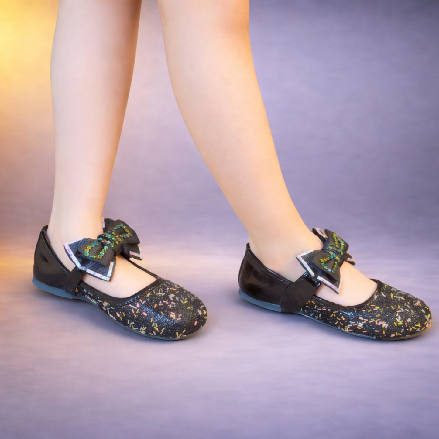 Stylish Black Glitter Shoes for Kids