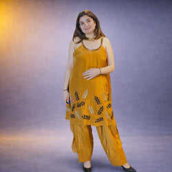 Stylish Mustard Sleeveless Kurta Palazzo Set