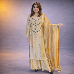 Luxury Gold Embroidered Ethnic Suit